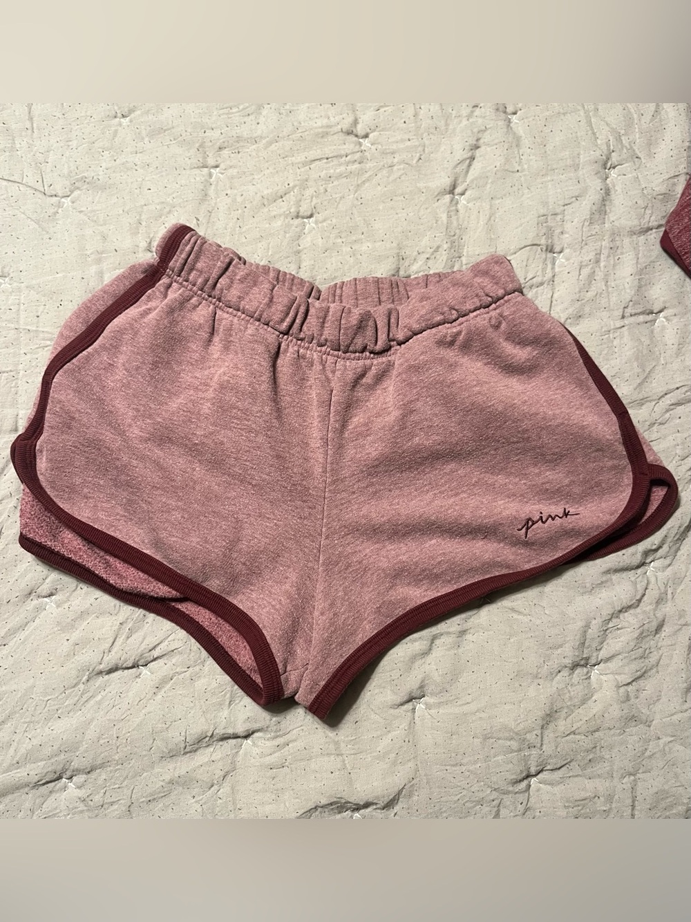 PINK Victoria's Secret Dusty Rose Athletic Shorts with Berry Trim